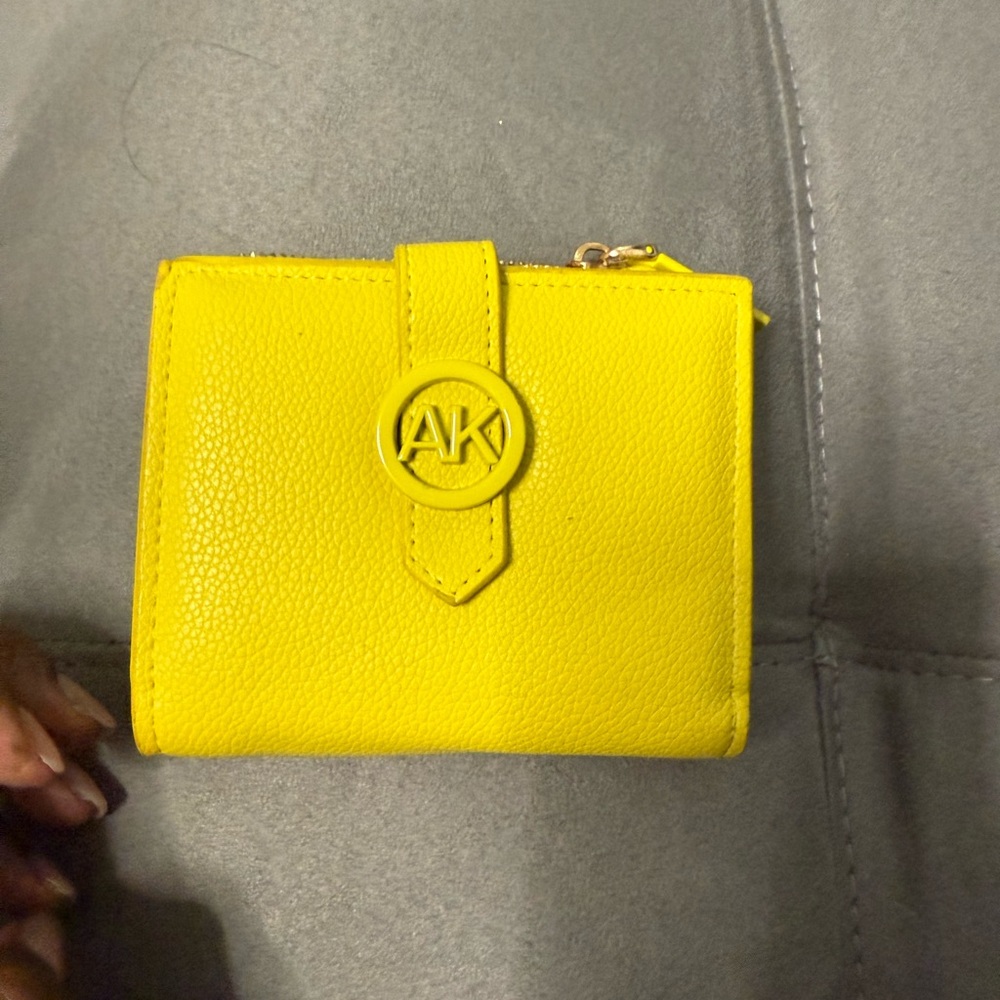 Vibrant Yellow Textured Leather Wallet with Zipper